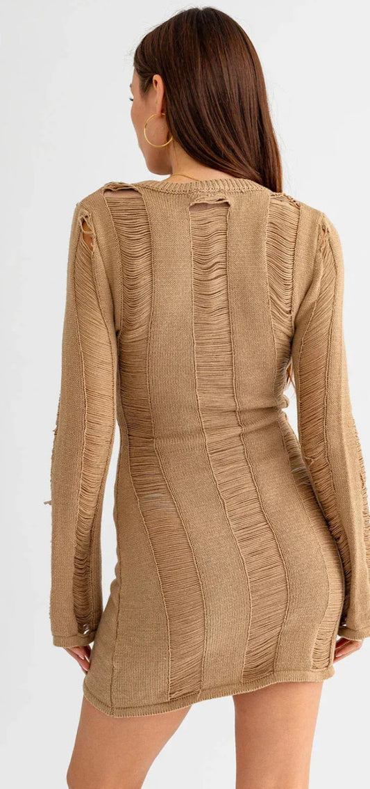 The Distressed Body Con Mini Dress