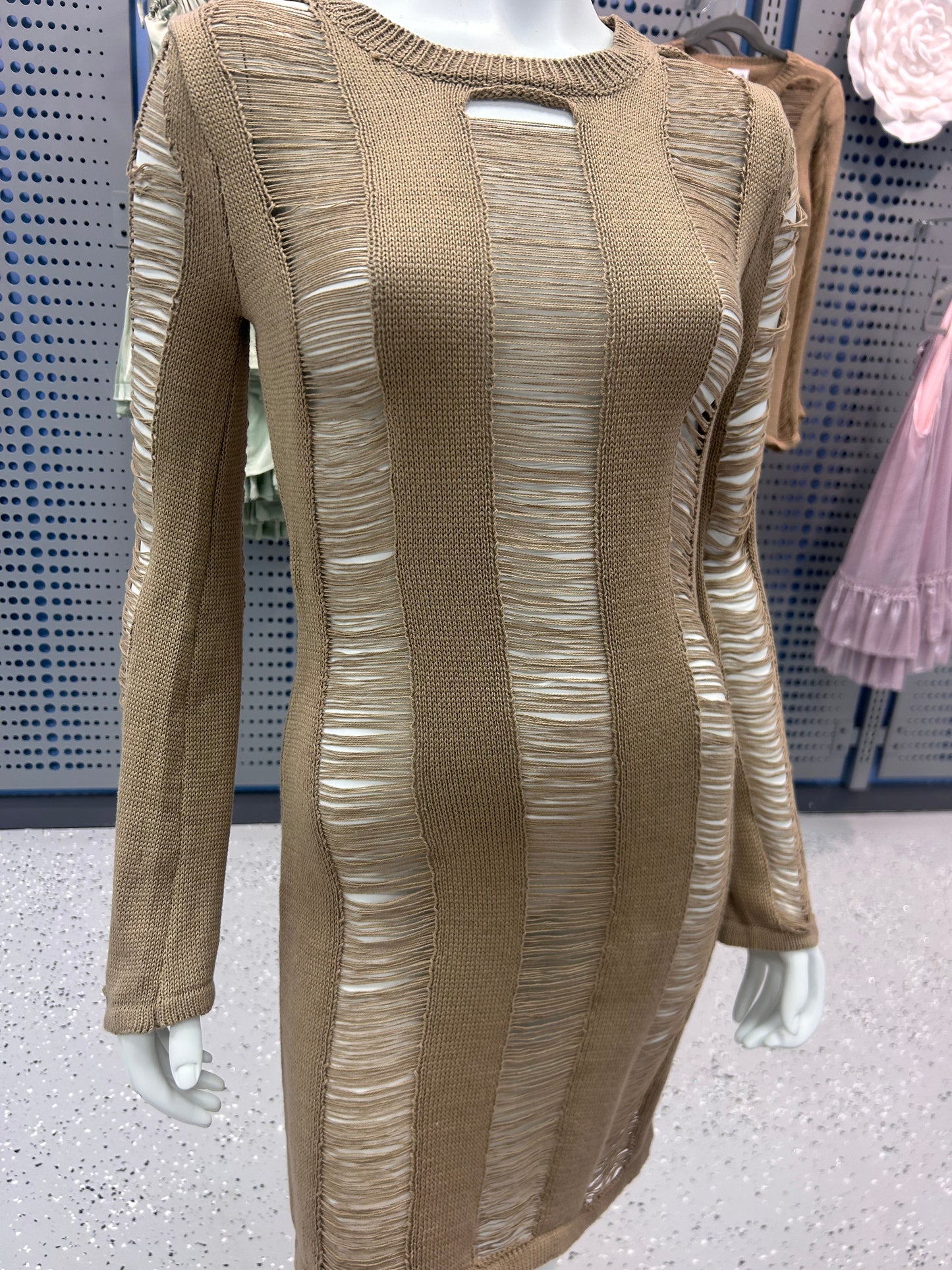 The Distressed Body Con Mini Dress