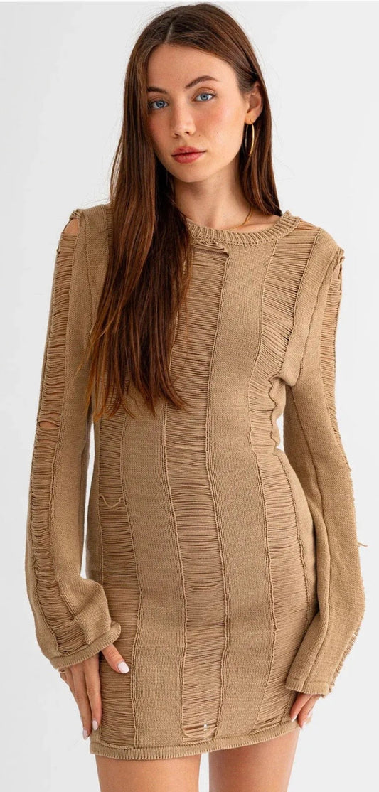The Distressed Body Con Mini Dress