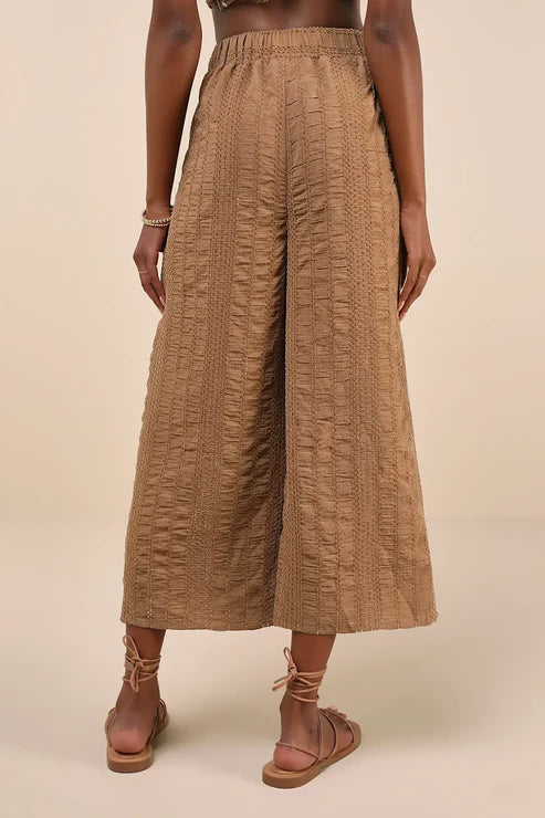 Textured Wide Leg Pant Suit