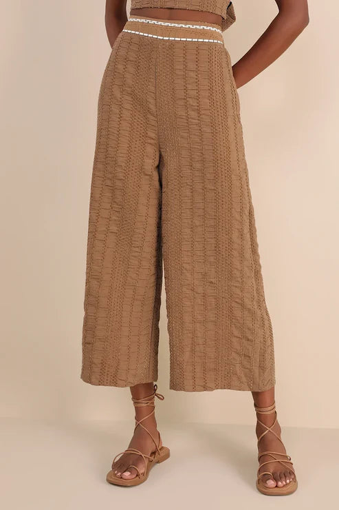 Textured Wide Leg Pant Suit